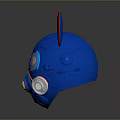 Blue Mickey Mouse Head Shaped Helmet With Red Rimmed Ears Transparent Goggles And Silver Parts