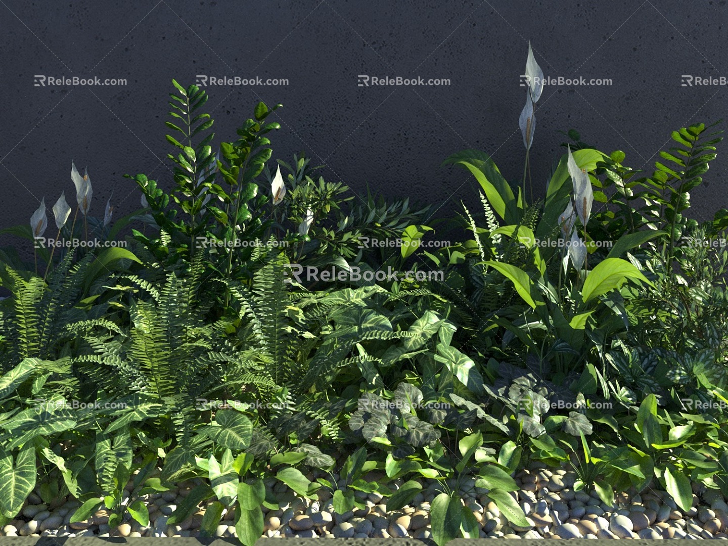 shrub combination flower plant combination landscape shrub flower plant seed landscape green plant tropical shrub combination 3d model