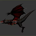 Red And Black Dragon Game Movie Character With Large Wings And Sharp Claws