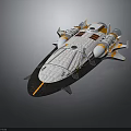 Futuristic White And Yellow Spaceship With Multiple Thrusters For Space Exploration
