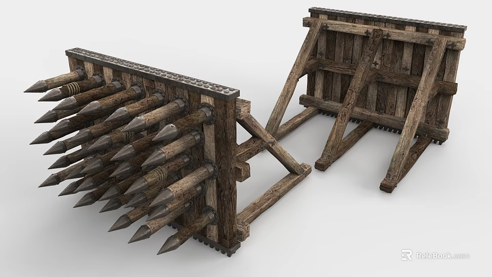 Game Movie Characters Medieval Wooden Spiked Defensive Barricade Fortification Structure 3d model 