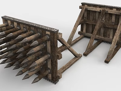 Game Movie Characters Medieval Wooden Spiked Defensive Barricade Fortification Structure 3d model