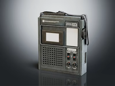 Vintage Retro Headphone Speaker Radio Cassette Player with Display Screen and Speaker Grille 3d model