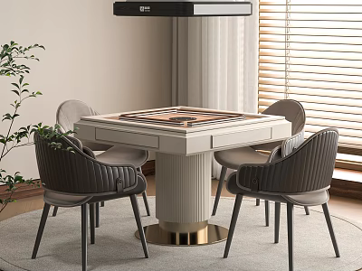 Modern Elegant Mahjong Entertainment Table with Stylish Chairs in Living Room 3d model