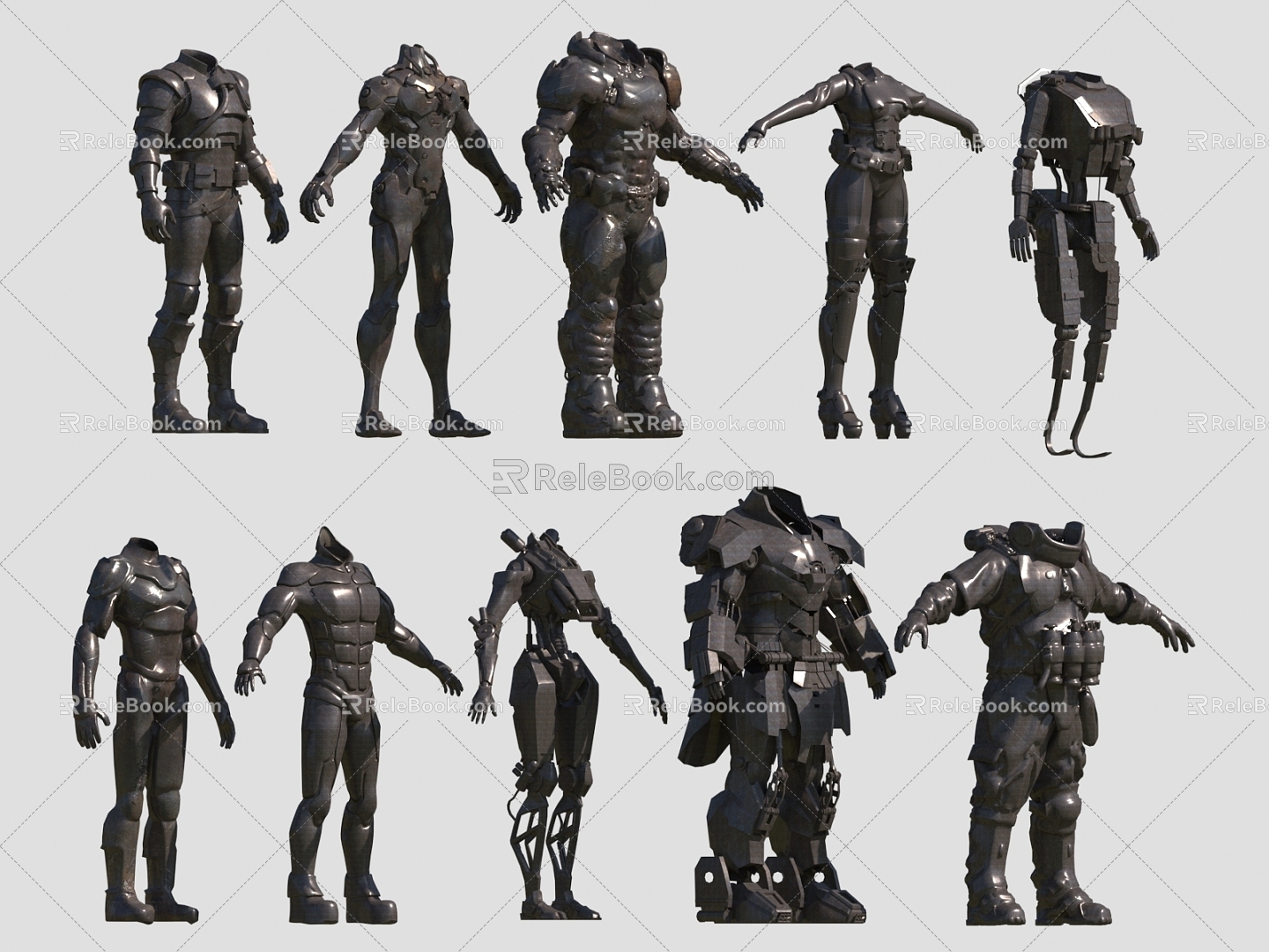 Damaged Armor Do Old Armor Science Fiction Machine Equipment Robot 3d model