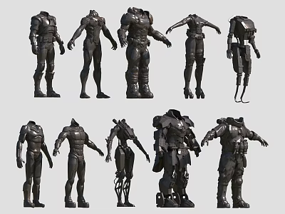 Industrial Equipment Mechanical Exoskeletons With Various Designs For Engineering Applications 3d model