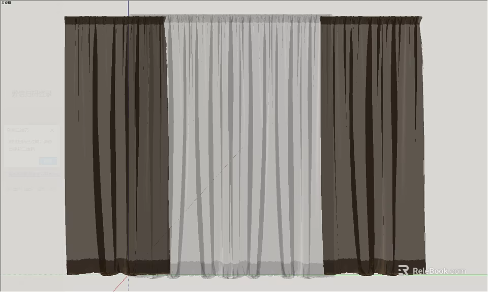 Dark Curtains Paired With Light Sheer Panel For Modern Home Window Decor 3d model 