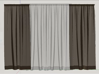 Dark Curtains Paired With Light Sheer Panel For Modern Home Window Decor 3d model