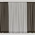 Dark Curtains Paired With Light Sheer Panel For Modern Home Window Decor 3d model