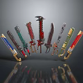 Cold weapons Sword Axe Hook Fork Spear Trident Melee Weapon Military 3d model