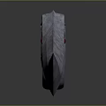 Curved Combat Knife With Red Handle Metallic Blade And Blood Stains