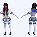 Blue and White Student Girl 3d model