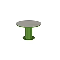 Round Dining Table With Light Colored Top And Green Vertical Striped Pedestal Base 3d model
