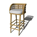Elegant Wooden Bar Stool With Perforated Backrest And Light Padded Seat