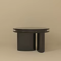 Modern Black Coffee Table With Round Top And Cylindrical Support Legs 3d model