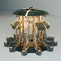 Modern Decorative Pavilion With Golden Black Design And Metallic Roof Structure