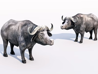 Two Reptile Crocodiles With Scaly Skin Standing On White Background Surface 3d model