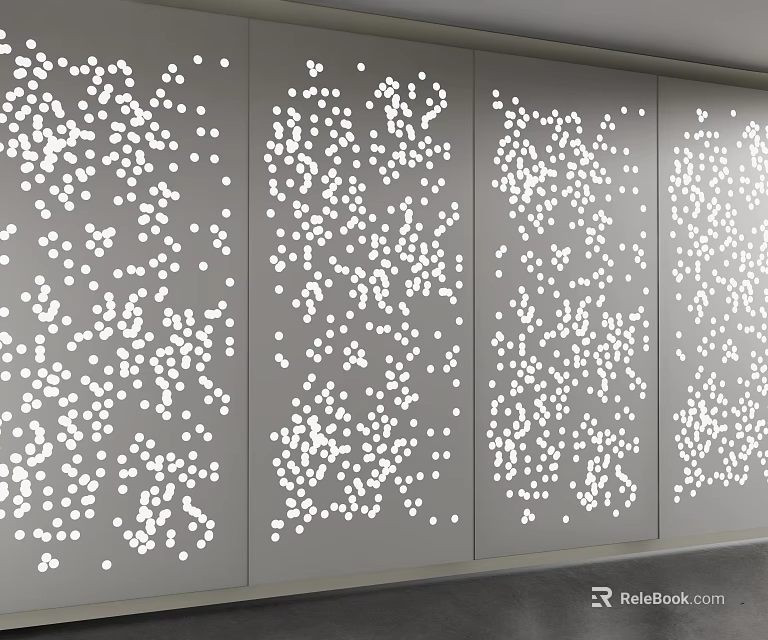 Perforated Decorative Panels with White Dots on Gray Background Modern Interior Design 3d model