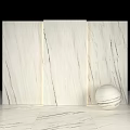 White Marble Slabs With Natural Veins And Decorative Sphere For Interior Design