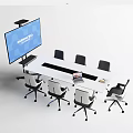 Modern Conference Table Setup With Ergonomic Chairs And Large Digital 3d model