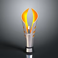 Modern Torch Design With Sleek Silver Body And Illuminated Orange Flame