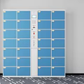 Blue Electronic Storage Lockers With Multiple Compartments And Control Panel 3d model