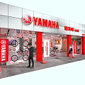 YAMAHA Bicycle Retail Store With Silver And Red Exterior Bicycle Display And Customers
