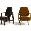 Modern Black And Brown Upholstered Armchairs With Wooden Legs For Living Room