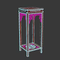 Red Wooden Flower Stand With Intricate Carvings And Square Top Design