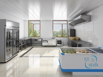 Back Kitchen Breakfast Shop Back Kitchen Catering Back Kitchen Equipment Canteen Back Kitchen Console Wash Pool Disinfection Cabinet Refrigerator 3d model