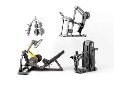 High Quality Home Gym Fitness Equipment With Dumbbells Bench And Training Machines 3d model