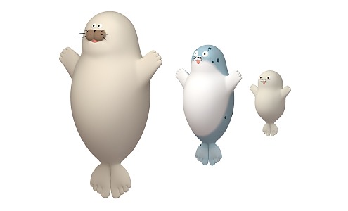 Cartoon seal baby seal cute cheering tongue mischievous 3d model