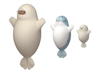 Cartoon seal baby seal cute cheering tongue mischievous 3d model