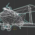 Vintage Biplane Fighter Aircraft With Blue Body Orange Wing Edges And Shark Mouth Design