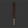 Red Icy Popsicle With Bite Mark On Wooden Stick Against Gray Background