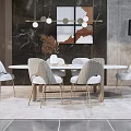 Light Luxury Dining Table and Chair Combination Dining Table and Chair 3d model