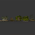Various Natural Wood And Stone Samples With Green Plants Collection