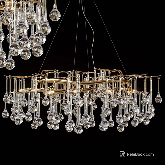 Modern Elegant Crystal Chandelier With Hanging Glass Droplets And Decorative Beads For Home Lighting 3d model 
