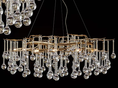 Modern Elegant Crystal Chandelier With Hanging Glass Droplets And Decorative Beads For Home Lighting 3d model