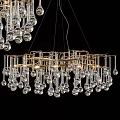 Modern Elegant Crystal Chandelier With Hanging Glass Droplets And Decorative Beads For Home Lighting