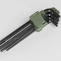 High Quality Black Hex Key Wrench Set with Green Holder and Multiple Sizes 3d model