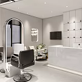 Modern MCQ Hair Salon Exterior With Glass Facade And Styling Chairs