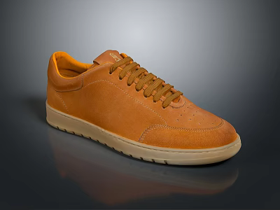 Brown Suede Casual Shoes With Orange Interior Brown Laces And Beige Sole 3d model
