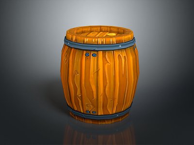 Wooden Barrel Water Barrel Old Wooden Barrel Water Barrel Pot Container Realistic 3d model