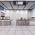 Modern Shopping Mall Store With Bright Open Design Display Cabinets Counter And Logo Sign
