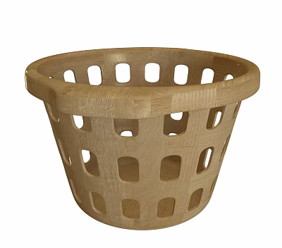 Wooden Storage Basket With Square Hole Design Natural Wood Material For Home Organization 3d model