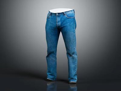 Classic Blue Straight Leg Jeans Comfortable Stylish Casual Everyday Wear For Men Women 3d model