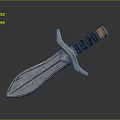 Detailed Modern Sword Weapon With Silver Metal Blade Black Hilt And Golden Pommel