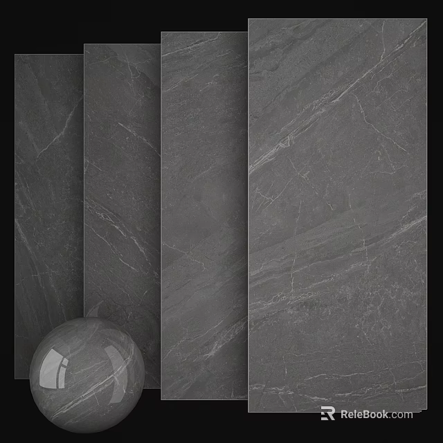 Gray Marble Slabs With Natural Veins And Transparent Sphere 3d model 