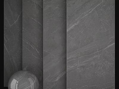 Gray Marble Slabs With Natural Veins And Transparent Sphere 3d model